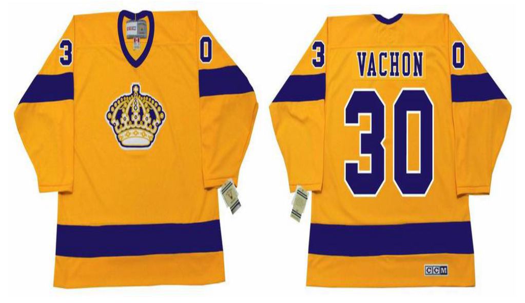 2019 Men Los Angeles Kings #30 Vachon Yellow CCM NHL jerseys->los angeles kings->NHL Jersey